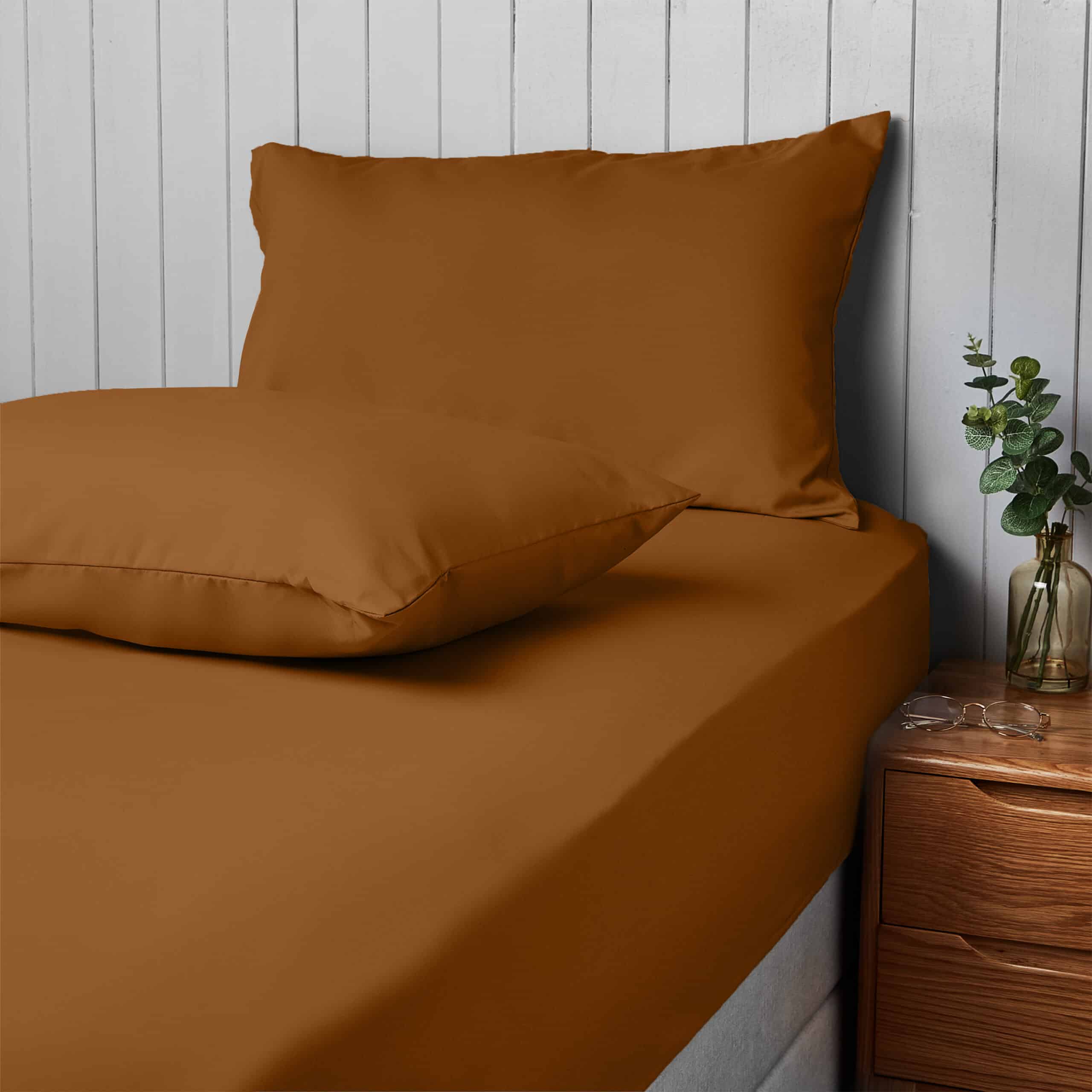 Silentnight Supersoft Fitted Sheet &amp; Pillowcase - Terracotta-image-1401417213
