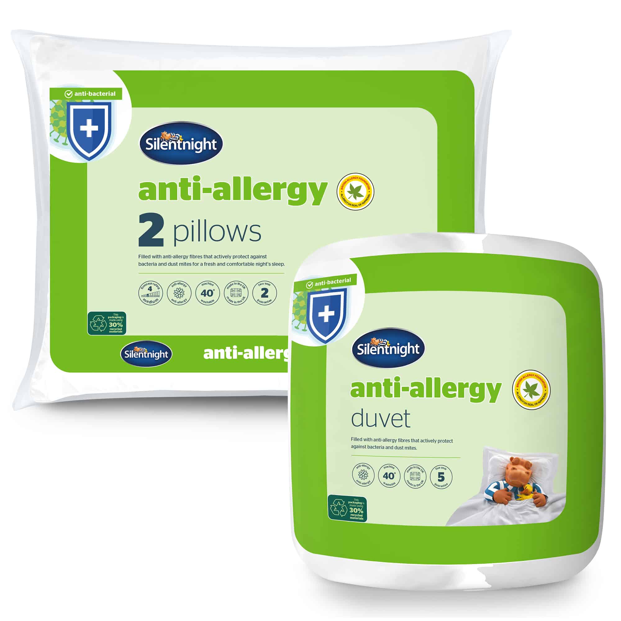 Silentnight Anti-Allergy Duvet, 10.5 Tog &amp; Anti-Allergy pillow pair-image-9900500403