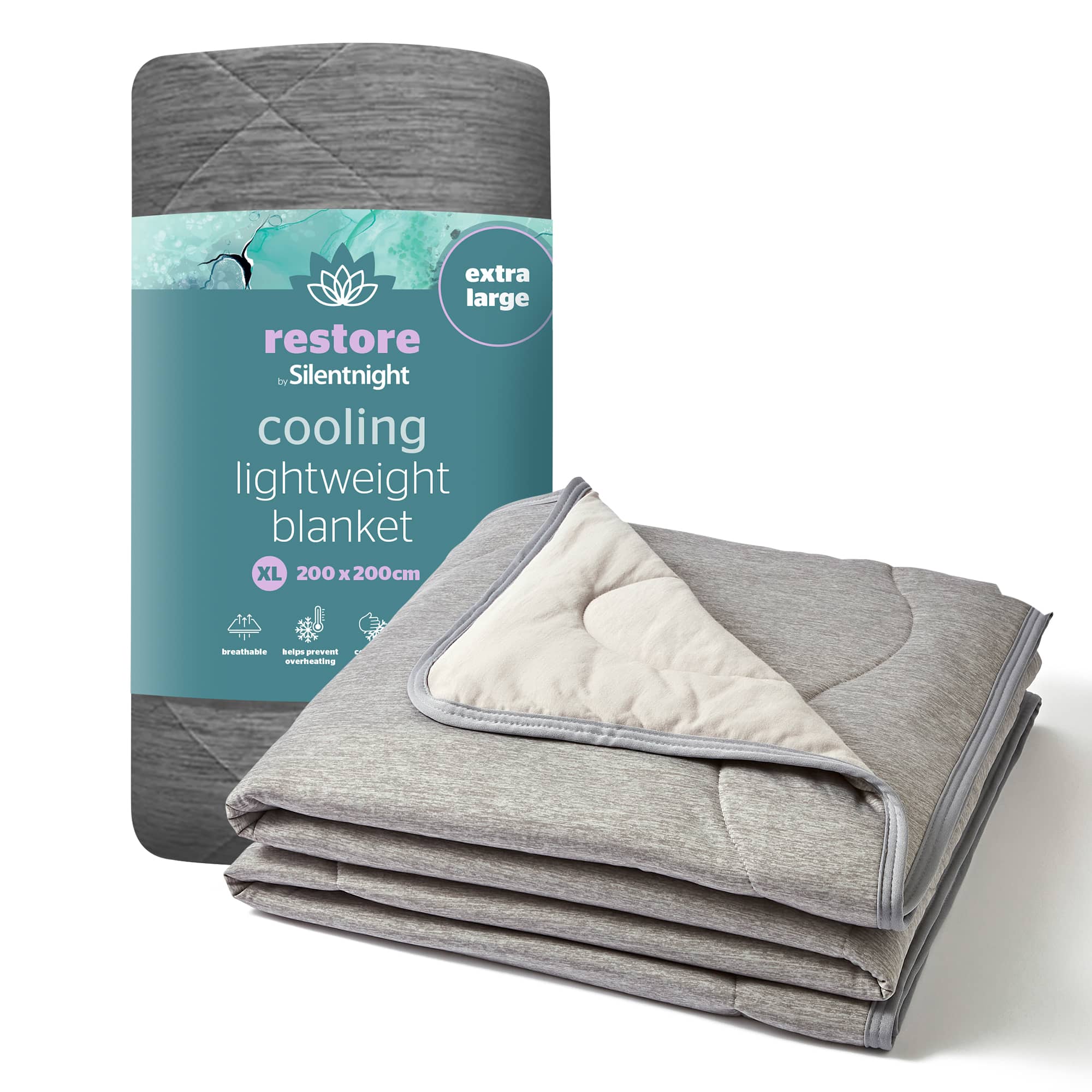 Silentnight Restore Cooling Lightweight Blanket - Grey-image-593113GE