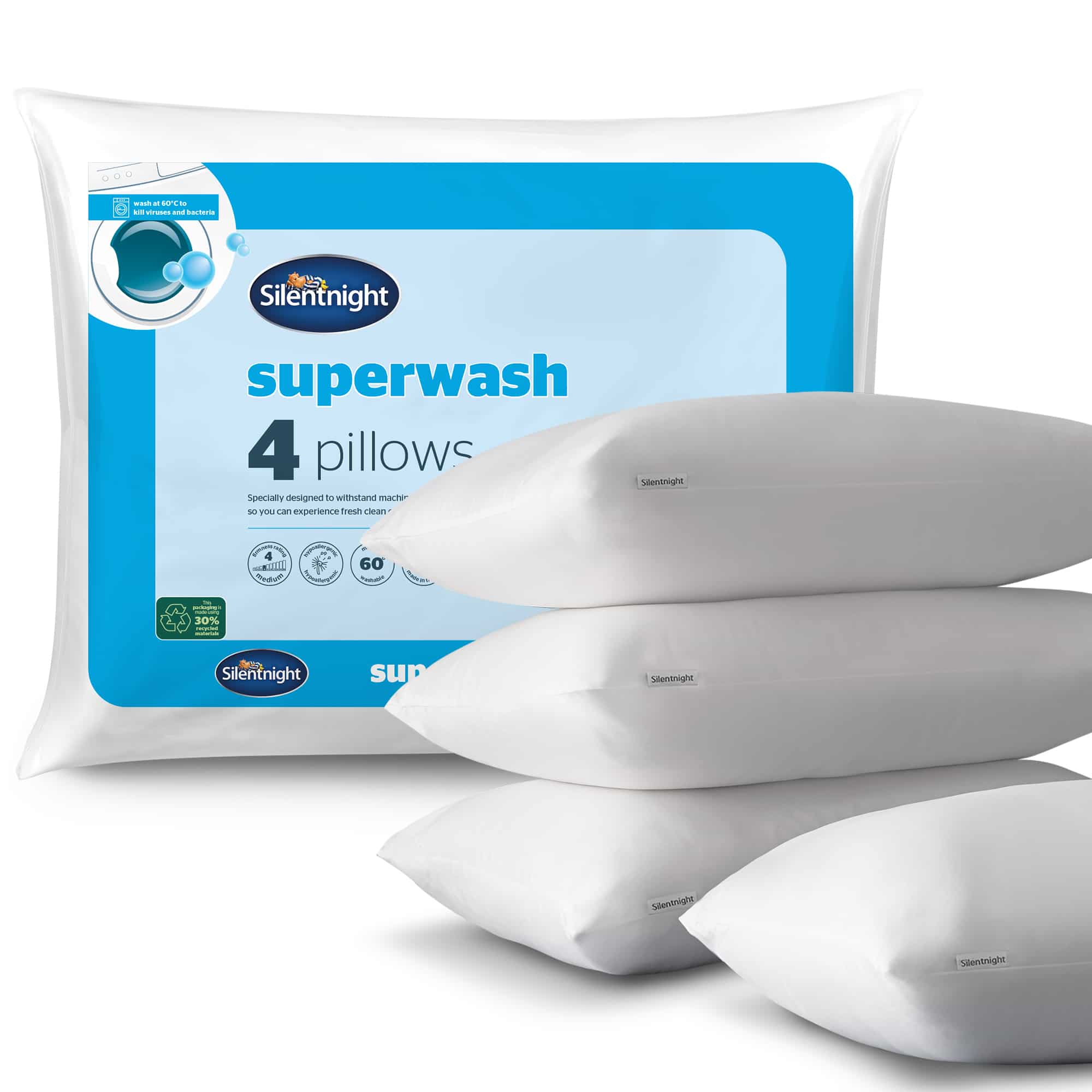 Silentnight Superwash Pillow - 4 Pack White