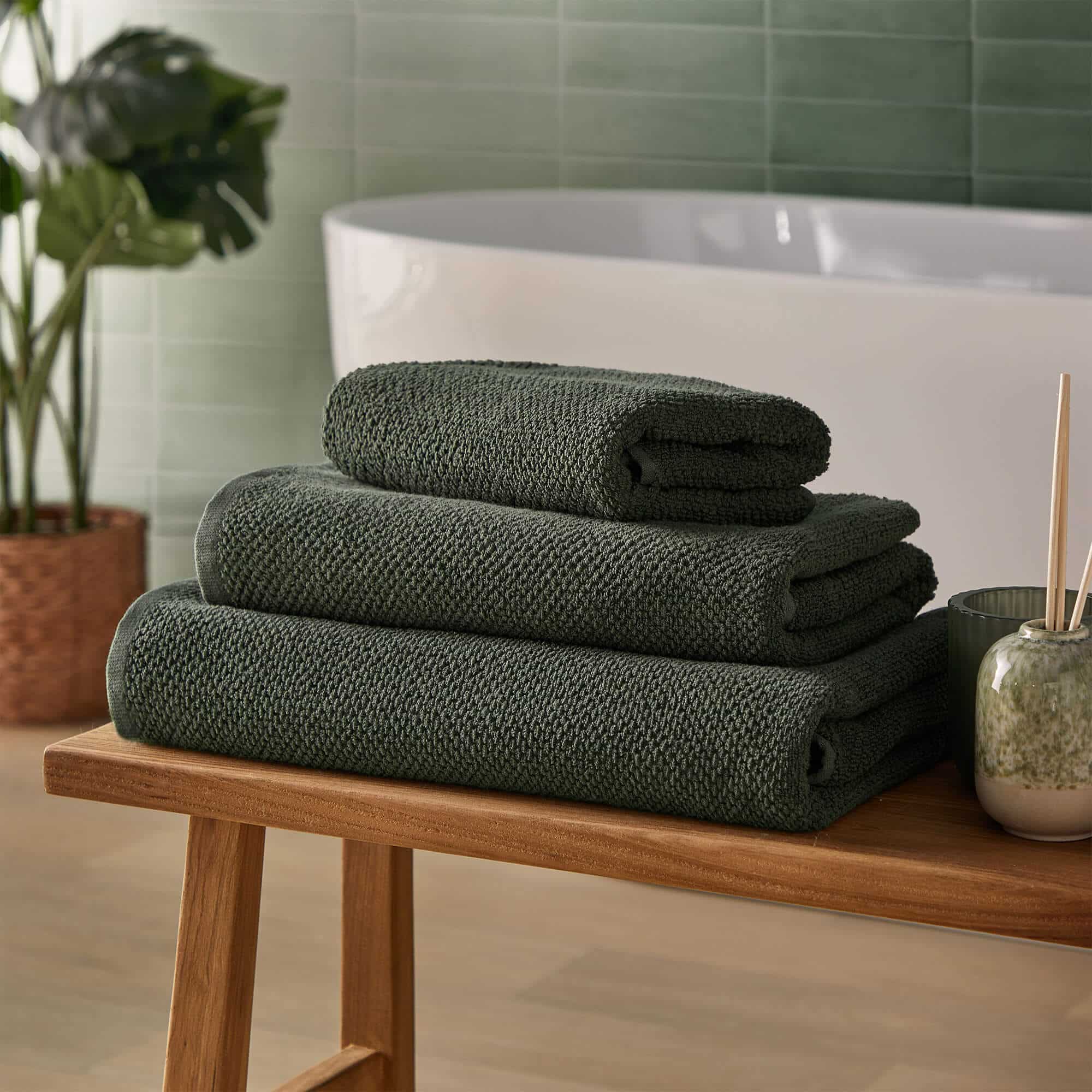 Silentnight Popcorn Waffle Towels - Green-image-589345GE