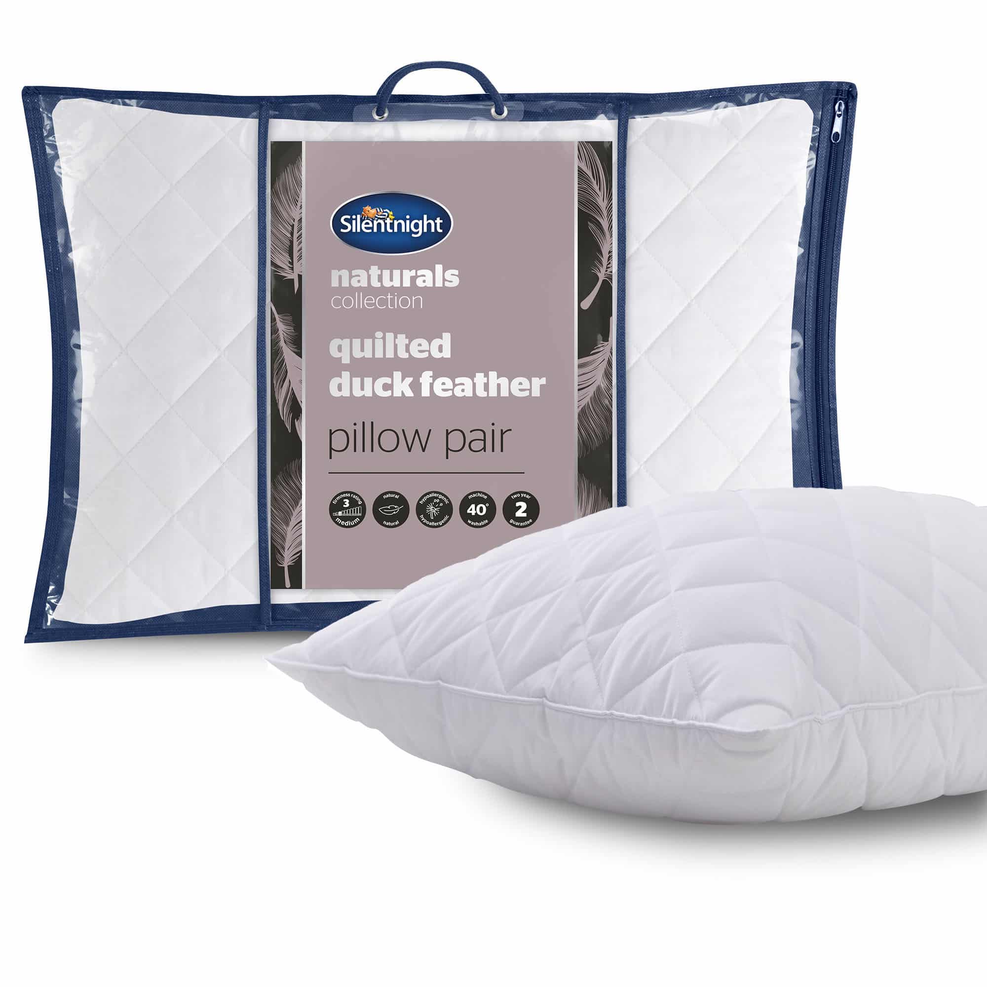 Silentnight Quilted Duck Feather Pillow-image-496216GE